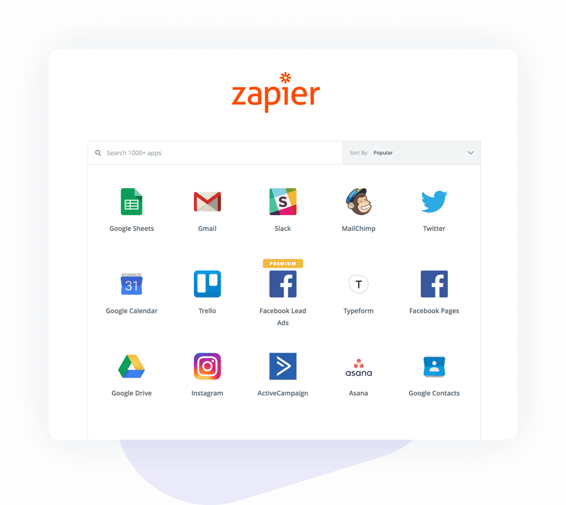  Connectivity tools for over a thousand web apps with Zapier integration