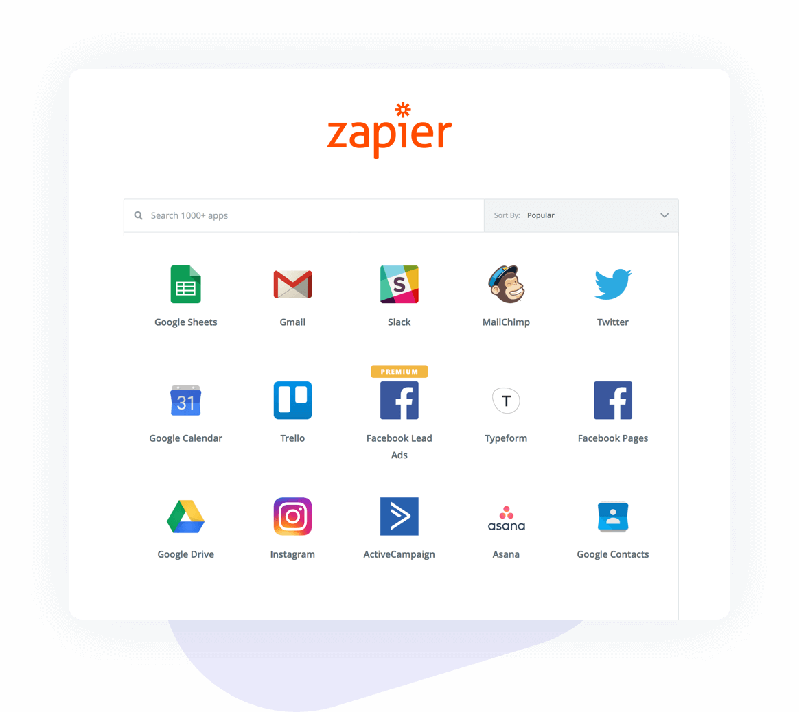  Connectivity tools for over a thousand web apps with Zapier integration